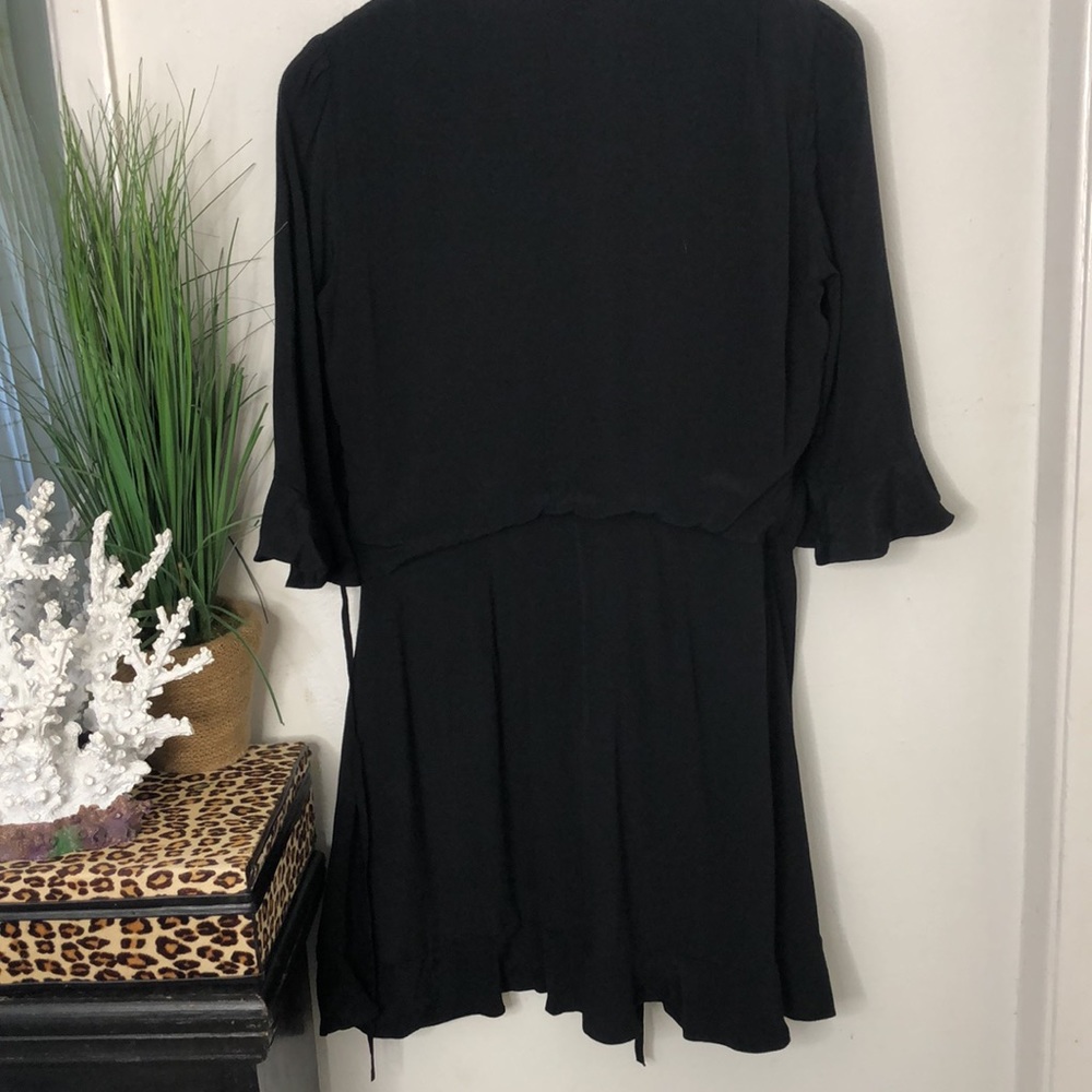 LOFT Navy Wrap Ruffle Romper - Picture 9 of 10